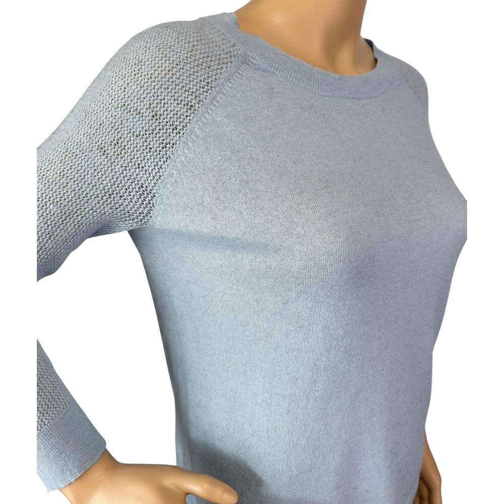 J. Crew Merino Wool Mesh Sleeve Sweater Dusty Sky Blue B9210 Size S - Picture 9 of 11